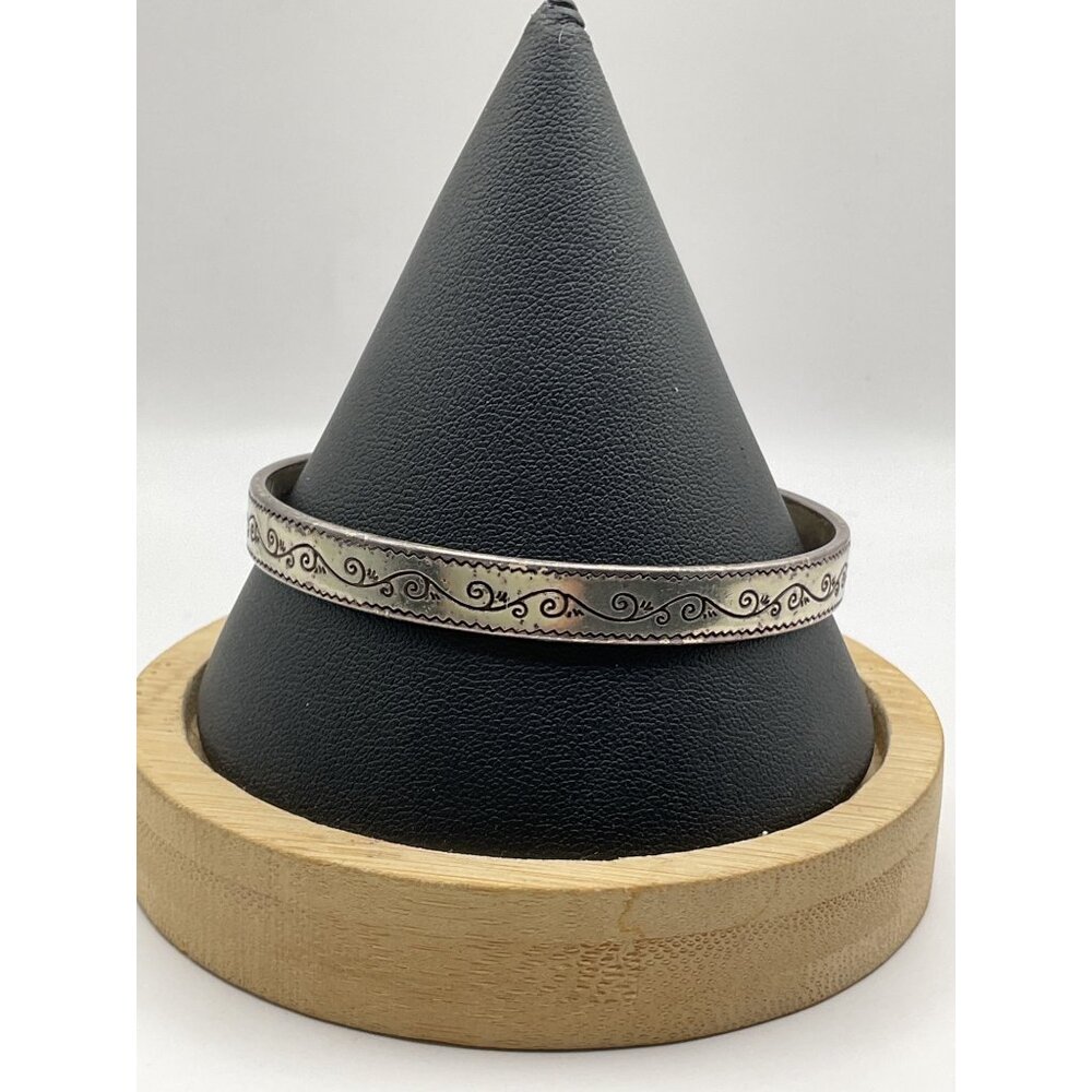 Brighton Canal Etched Silver Round Bangle Bracelet